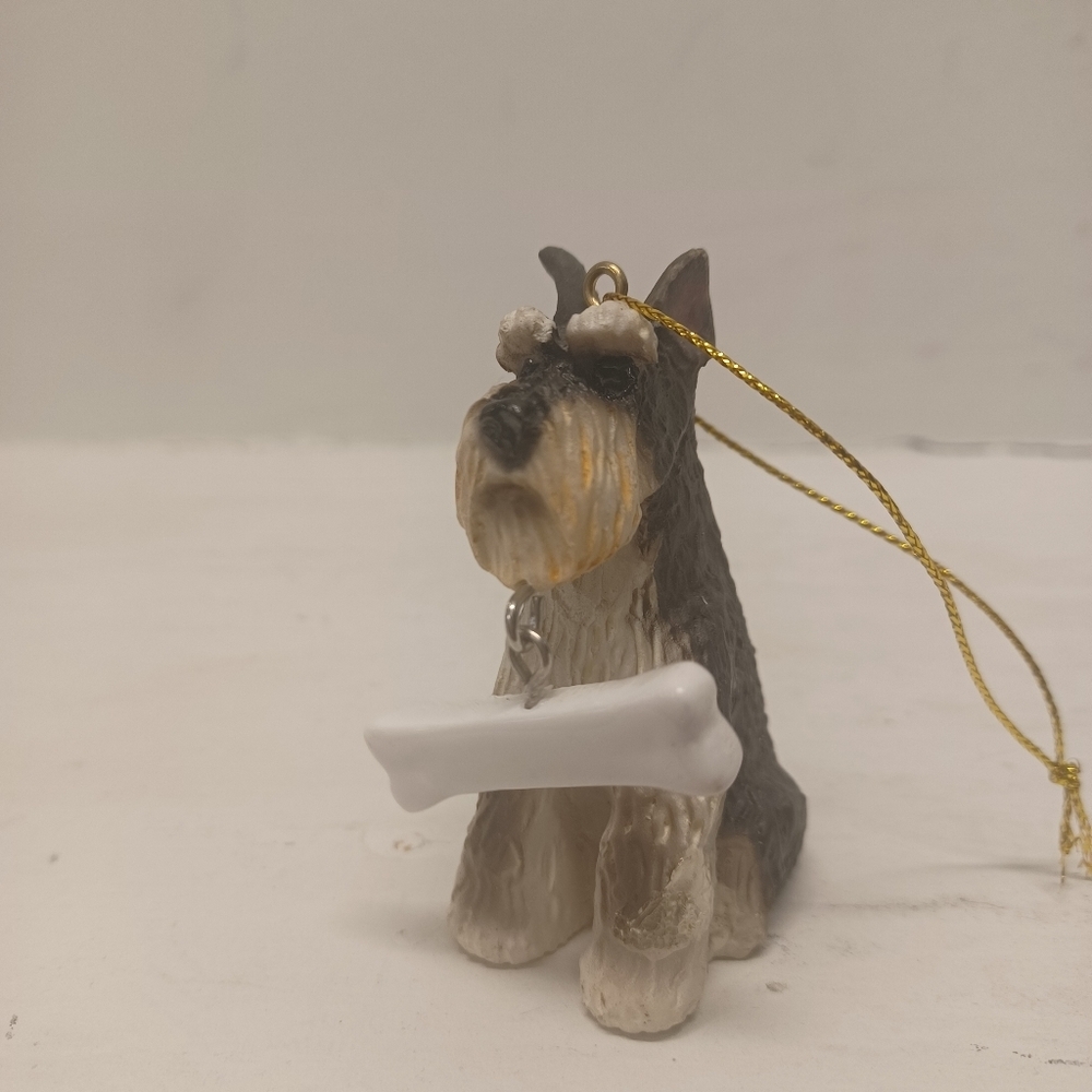 Schnauzer Dog Ornament with Dangling Bone Christmas Tree Decoration - Picture 3 of 9